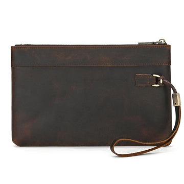 Xajzpa   Genuine Leather Men's Clutch Wallet Male Zipper Business Daily Hand Bag Large Capacity Purse For Man Phone Pouth Belt Bag
